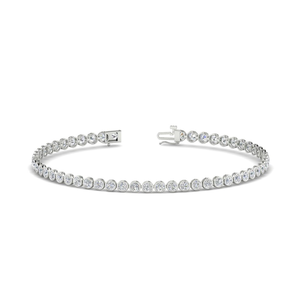 2.70 Ct. Diamond Bezel Set Tennis Bracelet with 14K White Gold White Diamond